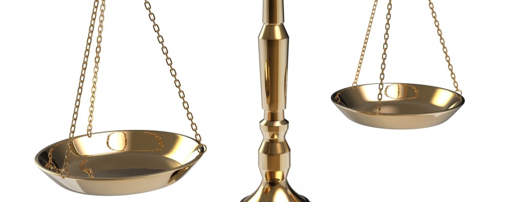 Gold scales of justice isolated on white background with clipping path.; Shutterstock ID 100605037; PO: aol; Job: production; Client: drone